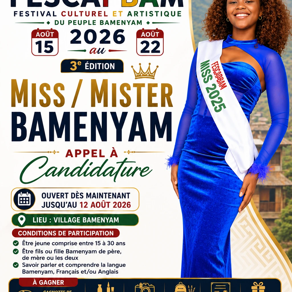 Appel à candidature Miss Bamenyam 2026